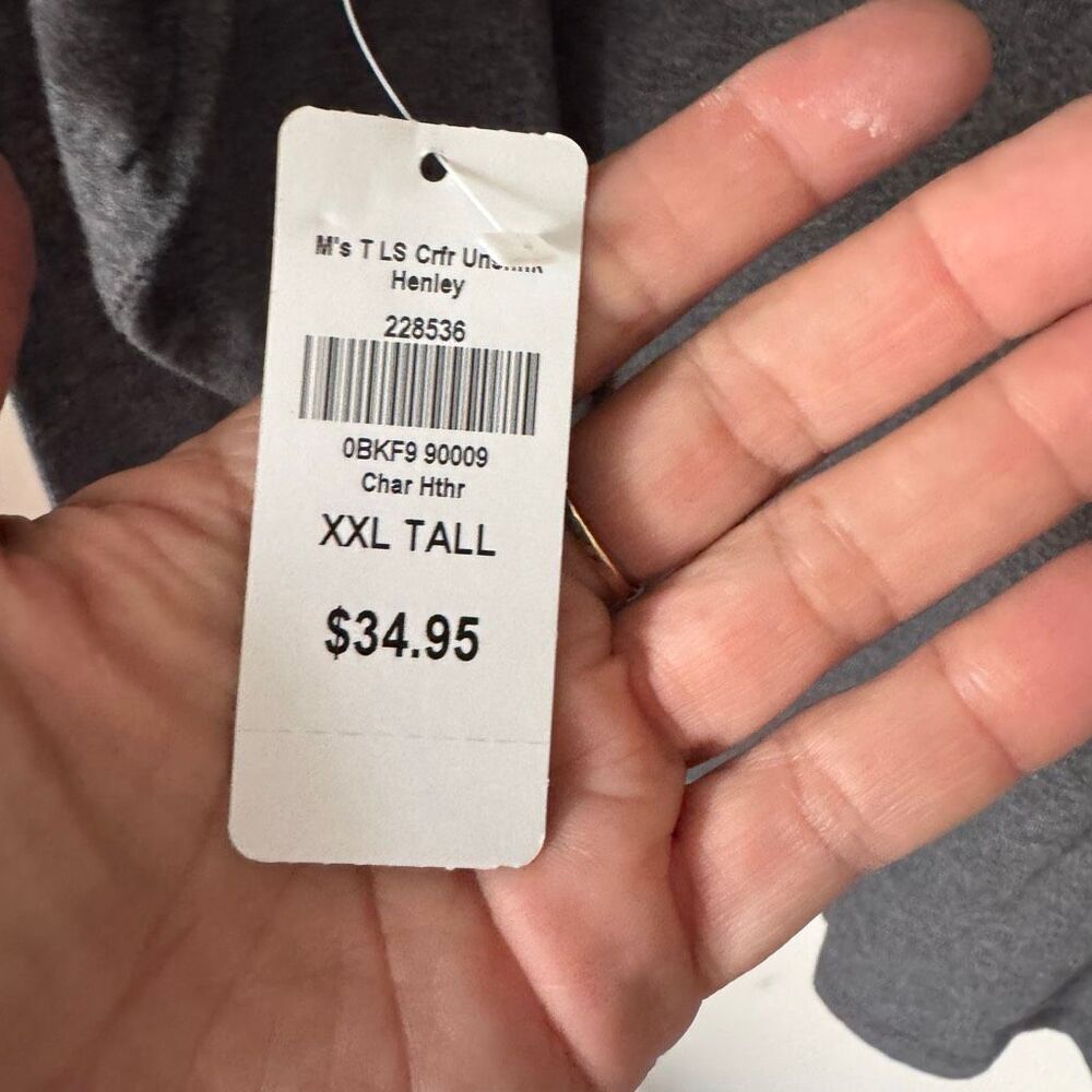 L.L. Bean Traditional Fit Long Sleeve Henley Top Size XXL Tall Gray NWT - Picture 9 of 9